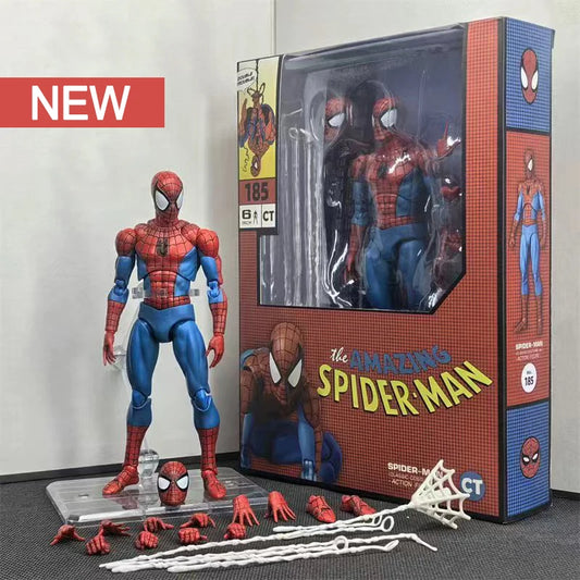 CT Toys Spiderman Mafex 185 Classic Costume Anime Figure - Miles Morales & 2099 Spider-Man Action Figure, Kids Gift Figurine