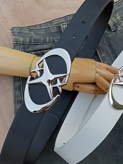Stylish Oval Cross Buckle Belt - Durable Adjustable Unisex Fashion Accessory Gift for Men and Women