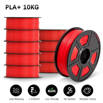 SUNLU 10KG 3D Printer Filament Set – 1.75mm PLA, PETG, PLA+ & Clear, 10 Rolls x 1KG Neatly Wound for 3D Printers & 3D Pens