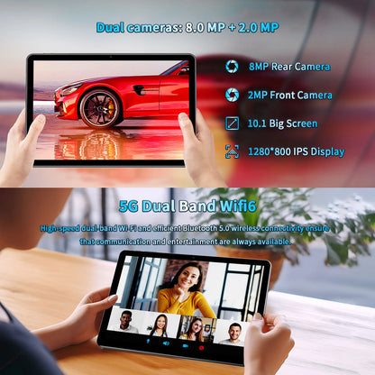 PRITOM TOUCH 10 Plus 10″ Android 13 Tablet — 8GB RAM + 64GB Storage (Expandable 1TB), WiFi 6, Dual Speakers, BT5.0, 2.0GHz, Google GMS