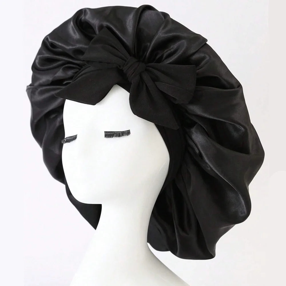 Satin Silk Bonnet – Adjustable Sleeping Hair Bonnet with Tie Band for Women & Men