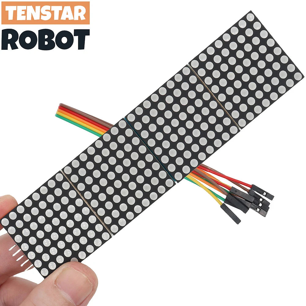 MAX7219 Dot Matrix Module – 4-in-1 Microcontroller Display with 5P Line, Red/Green