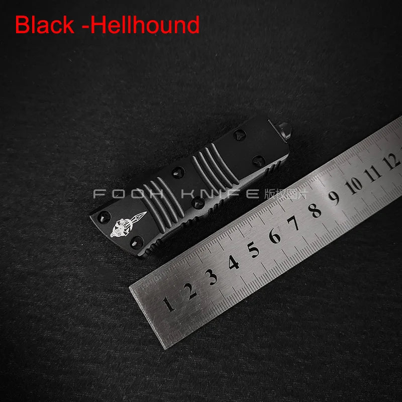 FOOH KNIFE STUDIO TROODON-M Mini Tactical Knife – High-End D2 Steel Blade with CNC 6061 Aluminum Handle EDC Tool Comb