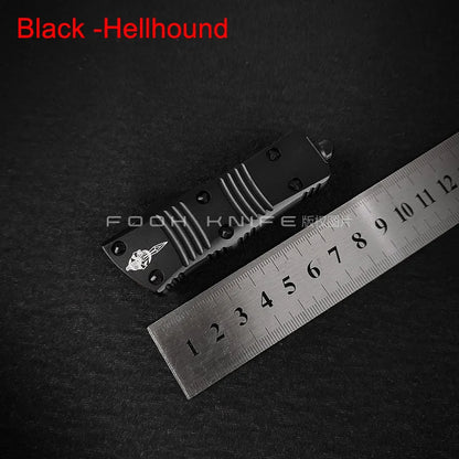 FOOH KNIFE STUDIO TROODON-M Mini Tactical Knife – High-End D2 Steel Blade with CNC 6061 Aluminum Handle EDC Tool Comb