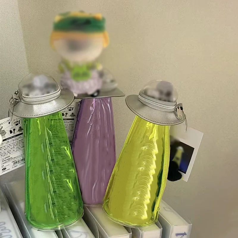 Spaceship Hanging Storage Bag - Transparent Large Capacity Doll & Stationery Organizer