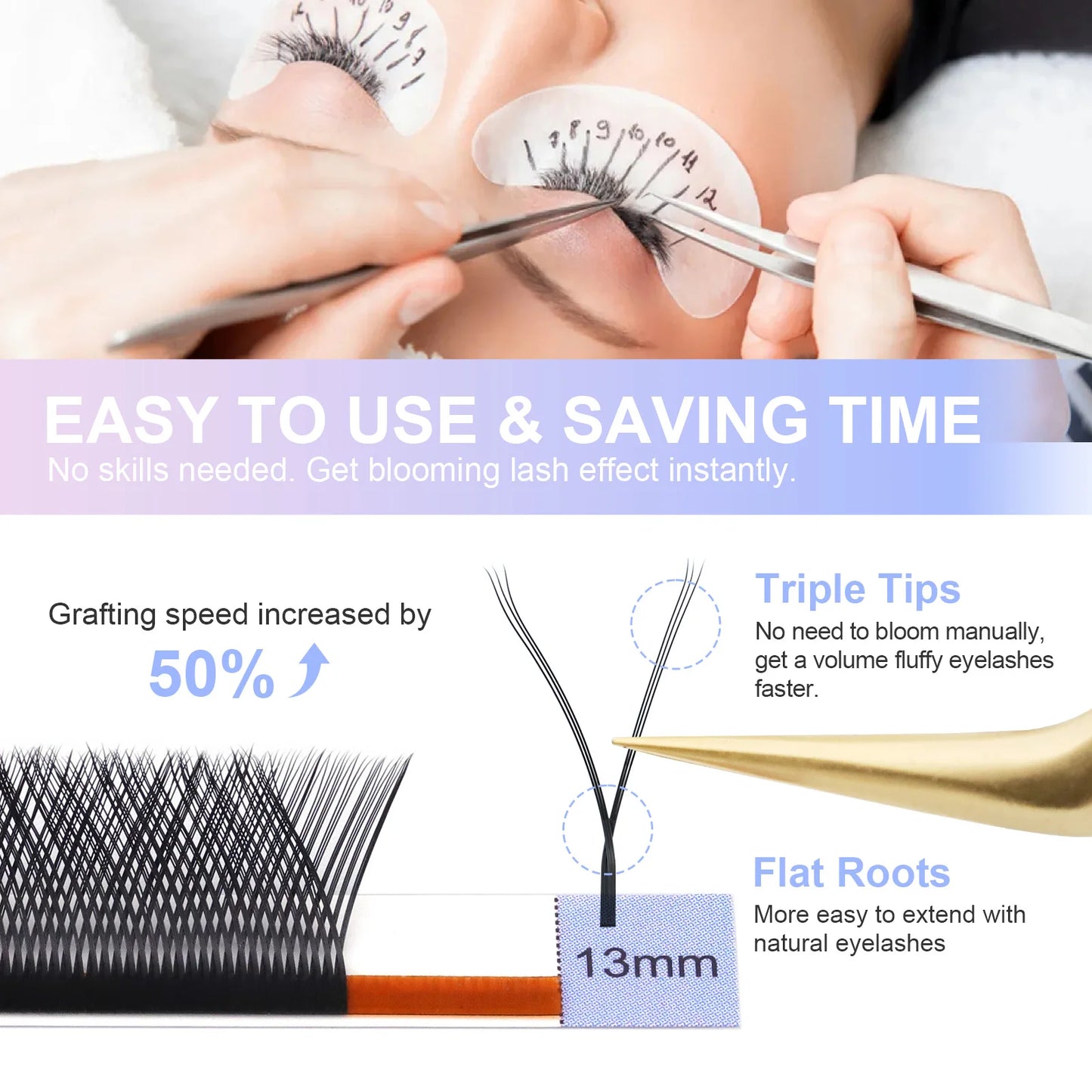 NAGARAKU YY-Shape Eyelash Extensions – Double & Triple Split Tips, Interlaced Root Lashes