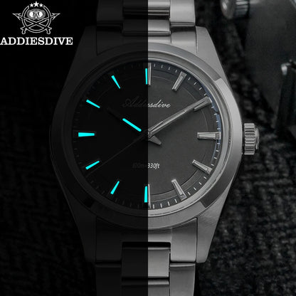 ADDIESDIVE 36MM Men's Stainless Steel Quartz Watch — Luxury Bubble Mirror Glass, 100M Waterproof Timepiece AD2066