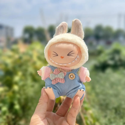 17cm Mini Plush Doll Clothes Set – Kpop EXO Labubu I & II Idol Dolls Sit Party Overalls, Clothing Gift