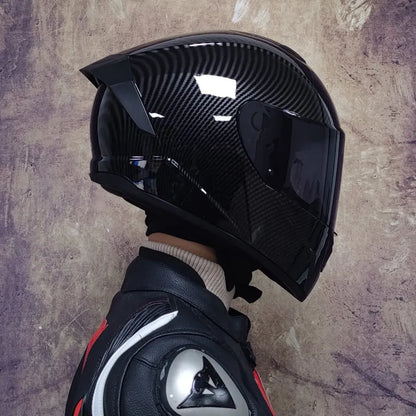 Full-Face Motorcycle Helmet — Winter Warm Double Visor Racing & Sports Motorbike Helmet