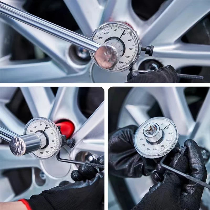 Torque Wrench with Dial Torquemeter - Hand Tool for Auto Service, Calibrated in Degrees, Automotive Repair Equipment for Garages