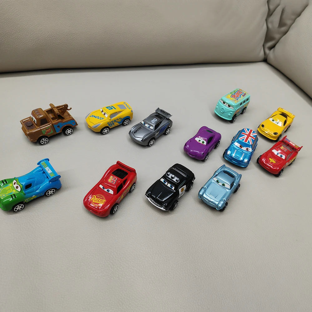 12pcs Disney Pixar Cars Toy Set – Lightning McQueen, Jackson Storm, Mater & More | Back-Force PVC Model Cars for Kids