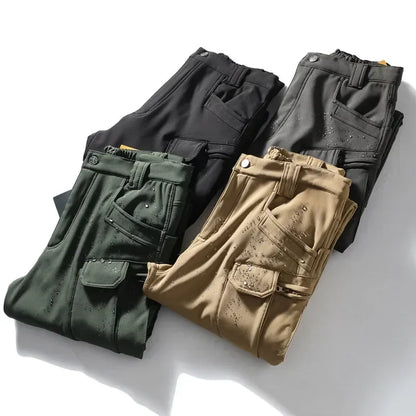 Men's Tactical Winter Set – Windproof Waterproof Soft Shell Jacket & Sharkskin Work Pants | Multi-Pocket Outdoor Suit