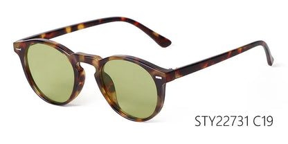 Vintage Round Sunglasses – 2024 Fashion Design for Men & Women, Retro Rivet Yellow & Blue Lens, Square Sun Glasses