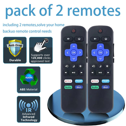 2 Pack Replacement Remote Control for Roku TV, Compatible with TCL, Hisense, Onn, Insignia, & Hitachi