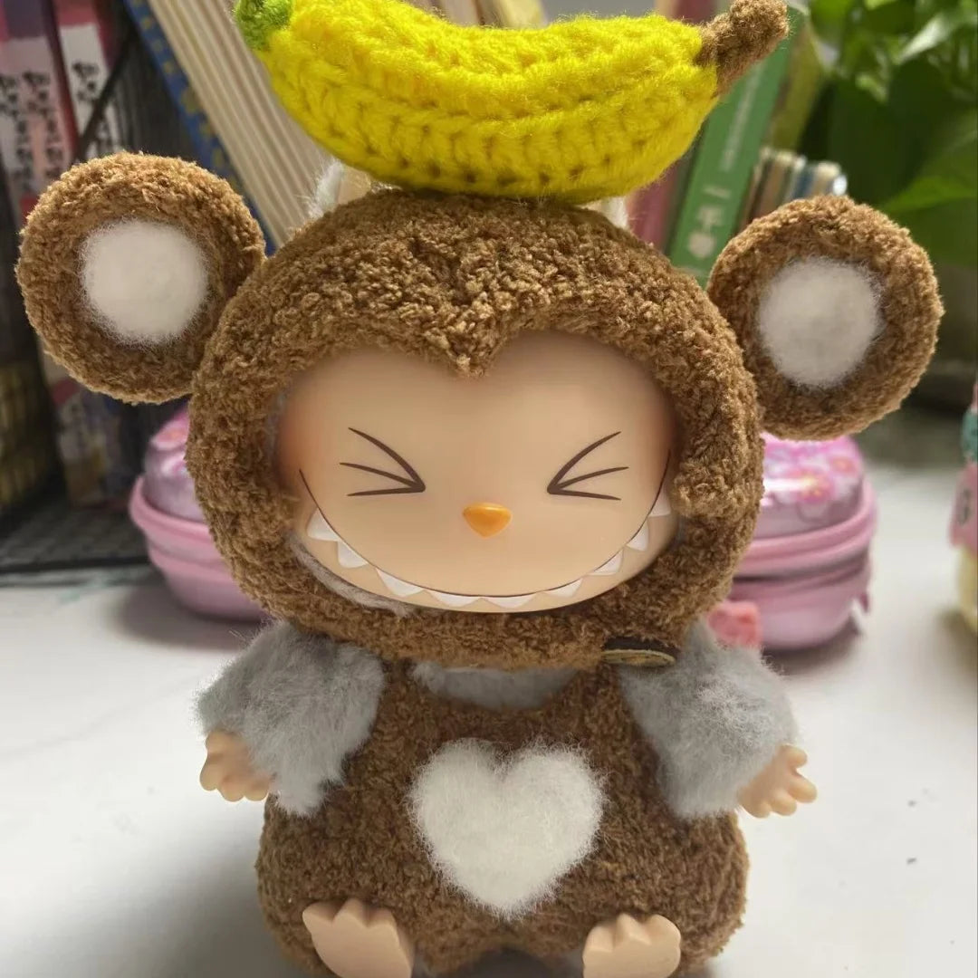 Labubu 17cm Heartbeat Macaron Monkey Toy – Stand-Up Dress-Up Jacket & Pants Suit