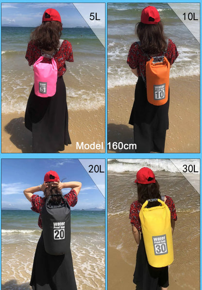 Outdoor PVC Waterproof Dry Bag – 5L/10L/15L/20L/30L Storage Sack for Canoe, Kayak, Rafting, Swimming & Travel