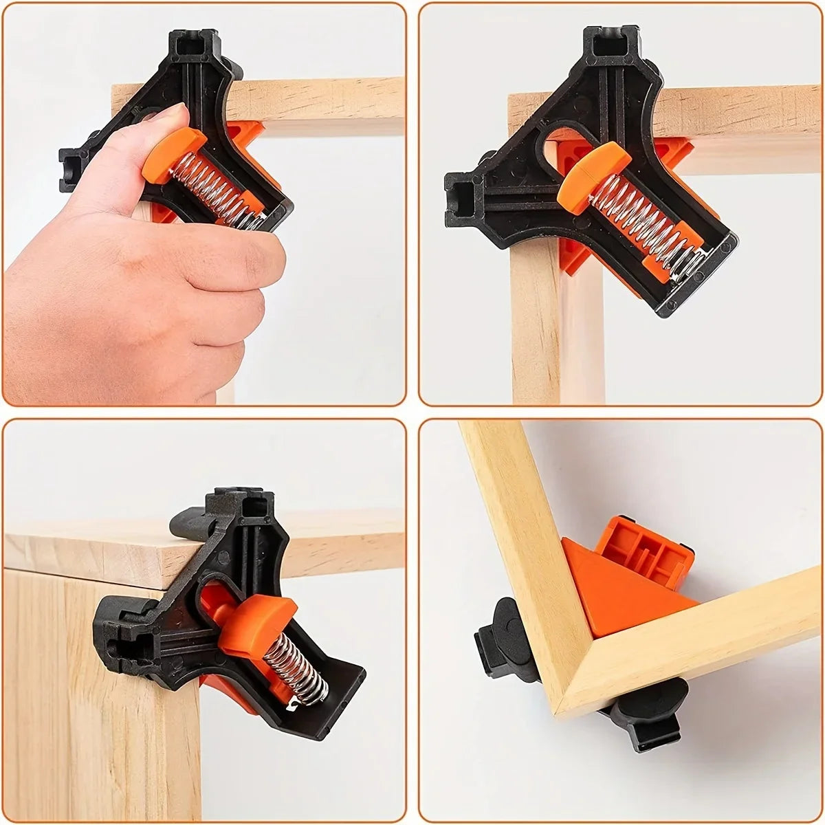 1/4PCS 90° Corner Clamps for Woodworking – Adjustable Quick Spring-Loaded Clamps for Cabinets & Photo Framing