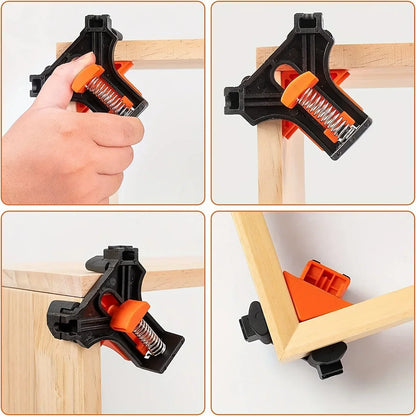 1/4PCS 90° Corner Clamps for Woodworking – Adjustable Quick Spring-Loaded Clamps for Cabinets & Photo Framing