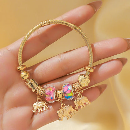 Women's Stainless Steel Pan Family Bracelet – Stylish Multi-Element Accessory for Daily Wear & Gifts