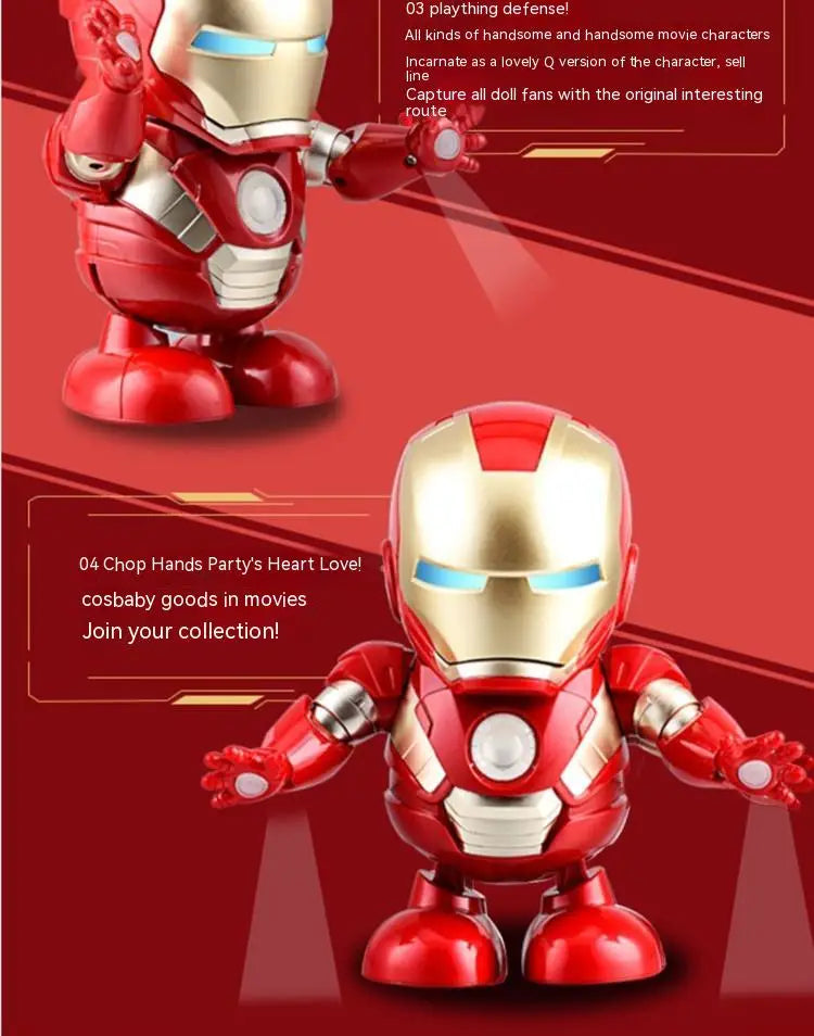 Marvel Iron Man Dance Action Figure – LED Light Singing Robot, Spiderman & Avengers Superhero Toy, Kid’s Christmas Gift