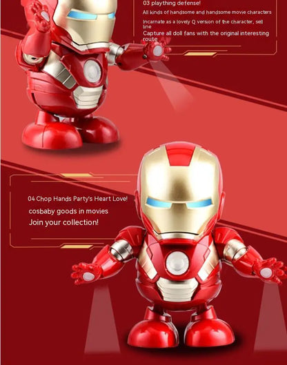 Marvel Iron Man Dance Action Figure – LED Light Singing Robot, Spiderman & Avengers Superhero Toy, Kid’s Christmas Gift