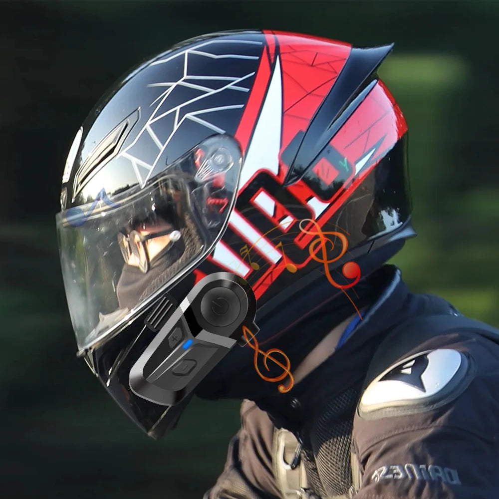 Bluetooth 5.3 Wireless Motorcycle Helmet Headset – Hands-Free Call & Music Player, Waterproof Earphones for Moto Helmets