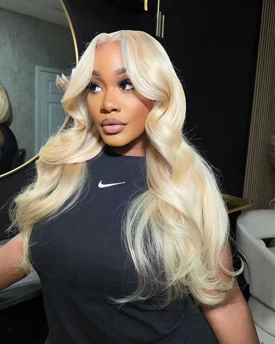 13x6 HD Transparent 613 Blonde Lace Front Wig – Brazilian Bone Straight Bob Human Hair Wig