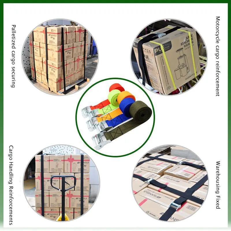 25MM x 2M Zinc Alloy Cargo Straps - Heavy-Duty Pressure Buckle Tensioner for Luggage and Pallet Securing