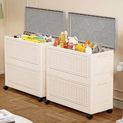 Large Capacity Foldable Toy Storage Bin - Wheeled Organizer for Living Room, Bedroom & Bathroom