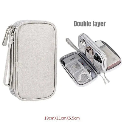 Waterproof Travel Cable Organizer Bag – Portable Double-Layer Storage Pouch for Cables & Chargers