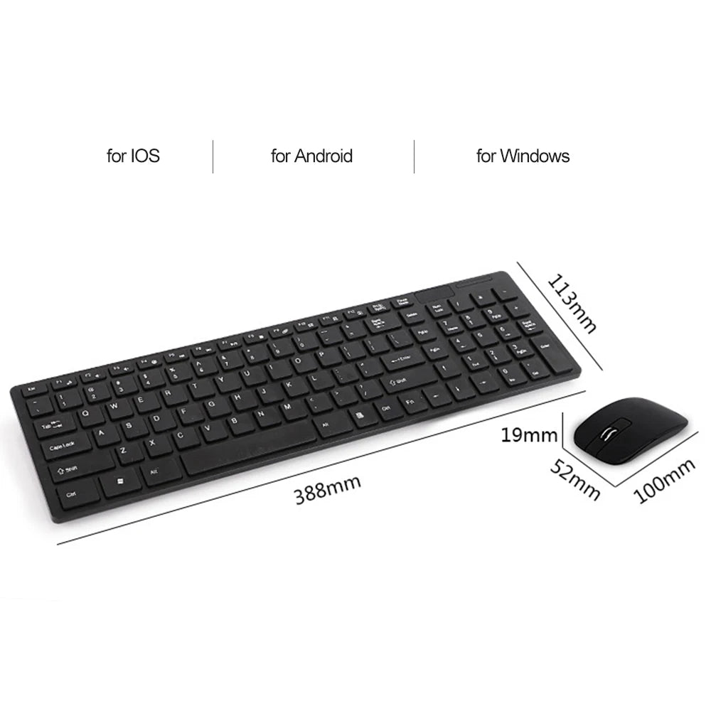 K-06 2.4G Wireless Keyboard and Mouse Combo – Plug & Play Black Set for Laptop & PC