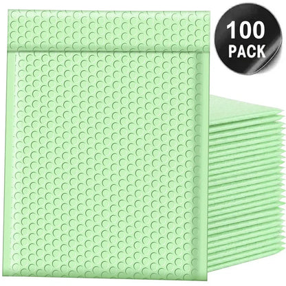 100 Pcs Black Bubble Mailers - Self-Seal Padded Envelopes for Shipping, Poly Green Lining, Secure Packaging Solution
