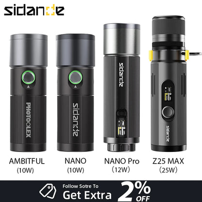 SIDANDE & AMBITFUL COB Gobo Projector Light Kit - 10W–25W Bi-Color LED with Adjustable Aperture & Built-In Battery