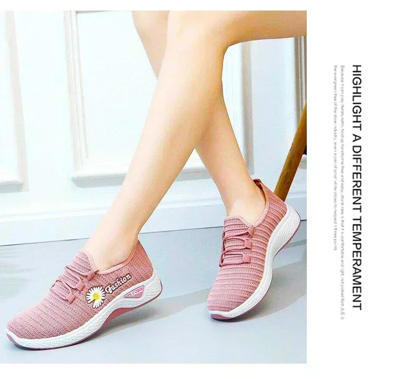 Women's Fashion Sports Shoes – Breathable Mesh, Soft Thick Sole, Lightweight Casual Trendy Coconut Sneakers