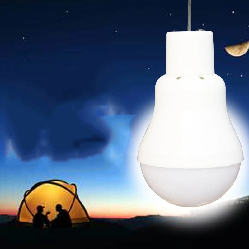 LED Solar Bulb with Hook - Waterproof Outdoor Camping Light, Energy-Saving Garden and Path Lamp