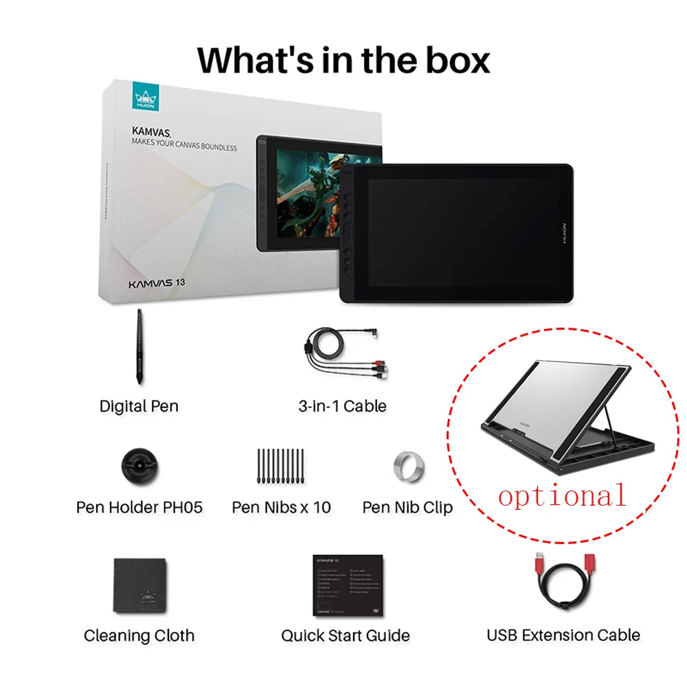 Huion Kamvas 13 Graphics Tablet — AG Glass Pen Display with 8192-Level Battery-Free Stylus for Android, Windows & MacOS