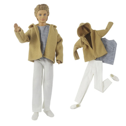 1 Set Woolen Overcoat Outfit for 12-inch Ken Doll – Multiple Styles Doll Clothes