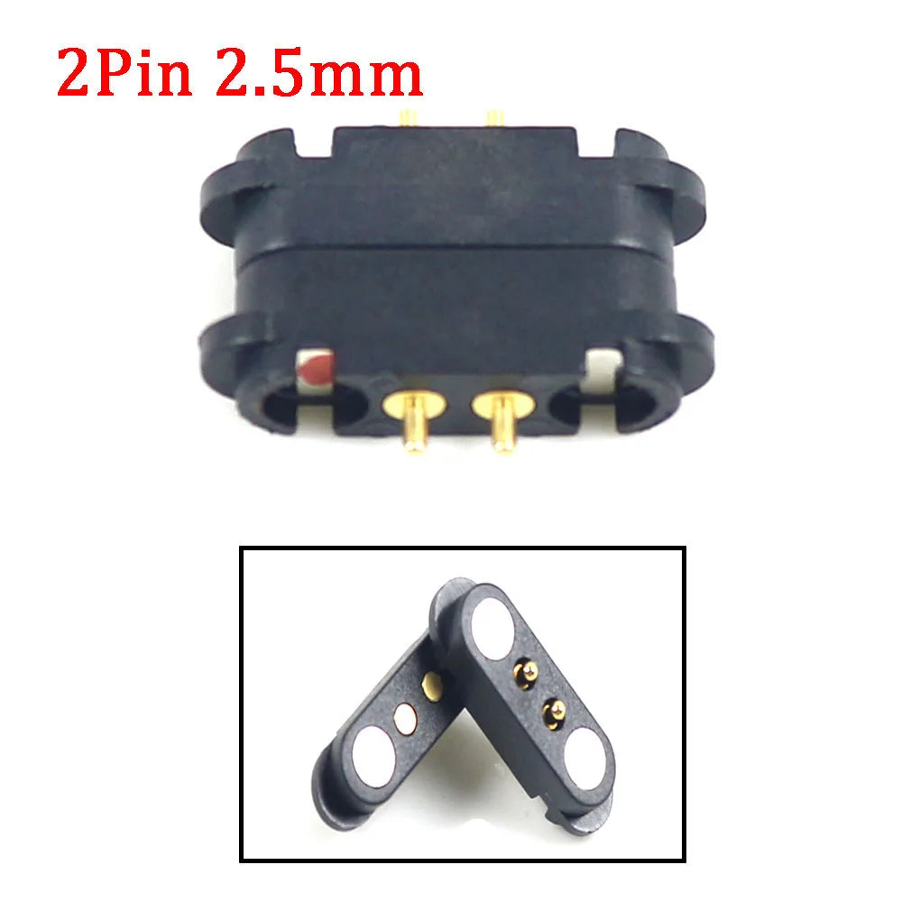 2A Magnetic Pogo Pin Connector - 2–5 Pin Spring-Loaded Male/Female DC Power Socket, 2.3/2.5/2.8mm Pitch