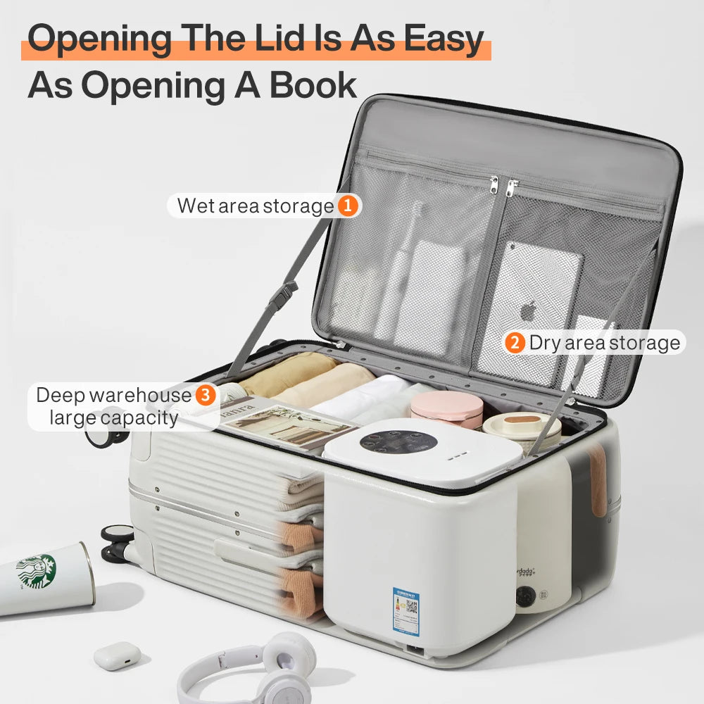 Mixi Aluminum Frame Carry-On Suitcase – 20"/24" Rolling Luggage with USB Port, Cup & Phone Holder