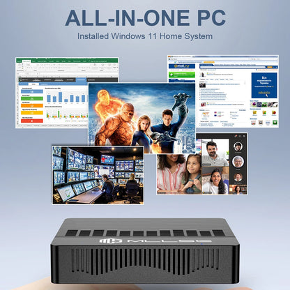 MLLSE Mini PC M2 Air – Intel Gemini Lake N4000, 6GB RAM, 128GB ROM, Dual-Band WiFi, Bluetooth, Windows 11
