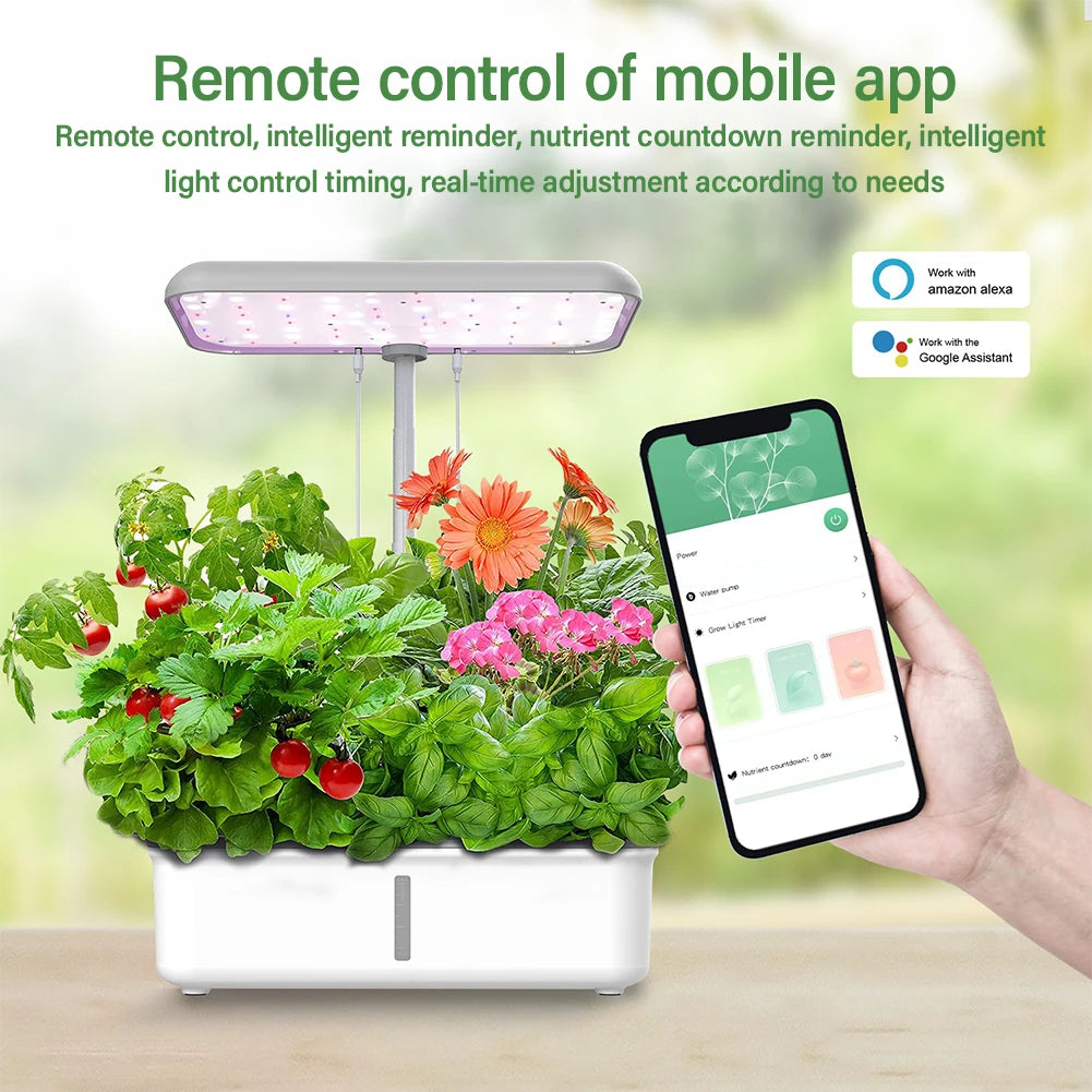 Tuya WiFi Hydroponics System – LED Smart Soilless Indoor Planting Machine with Self-Watering Planter for Home Gardening