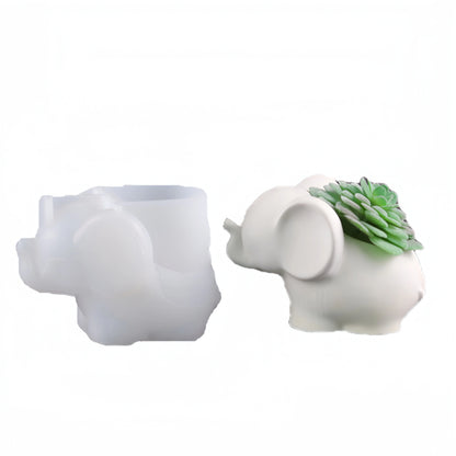 Cute Elephant Hedgehog Conch Geometric Modeling Silicone Mold - Concrete Cement Fleshy Flower Pot, Epoxy Resin Plaster Mould