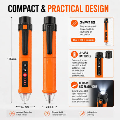Non-Contact Voltage Tester Pen – 12–1000V AC Live Wire Detector and Breakpoint Finder for Electrical Wiring and Outlets