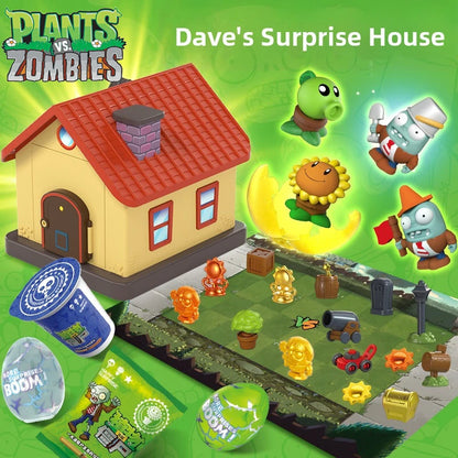 Plants vs Zombies Dave's Surprise House Toy Set – Collectible Figures with Interactive Play Features for Kids Gift