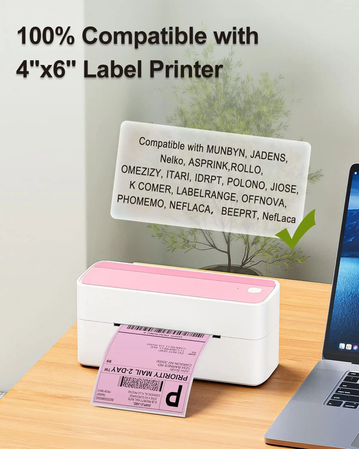 Phomemo 4x6 Thermal Shipping Labels – 500PCS Purple Fanfold Direct Thermal Labels, BPA-Free for Mailing Printer