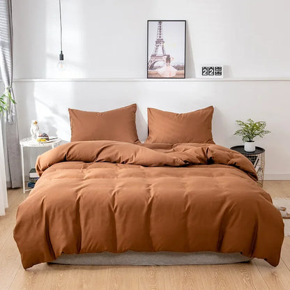 Nordic Solid Color Sanding Duvet Cover Set – 220x240cm Queen King Bedding with Pillowcases (No Sheet)