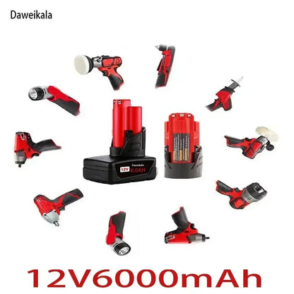 TURPOW 12V 6000mAh Rechargeable Battery for Milwaukee M12 Tools – Compatible with 48-11-2401, 48-11-2402, 48-11-2411, MIL-12A-L