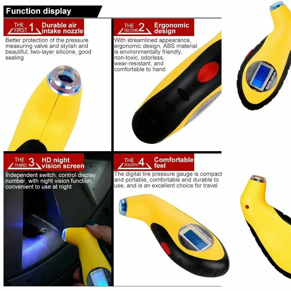Compact Digital Tire Pressure Gauge – LCD Display for Cars, Motorcycles & Vehicle Maintenance