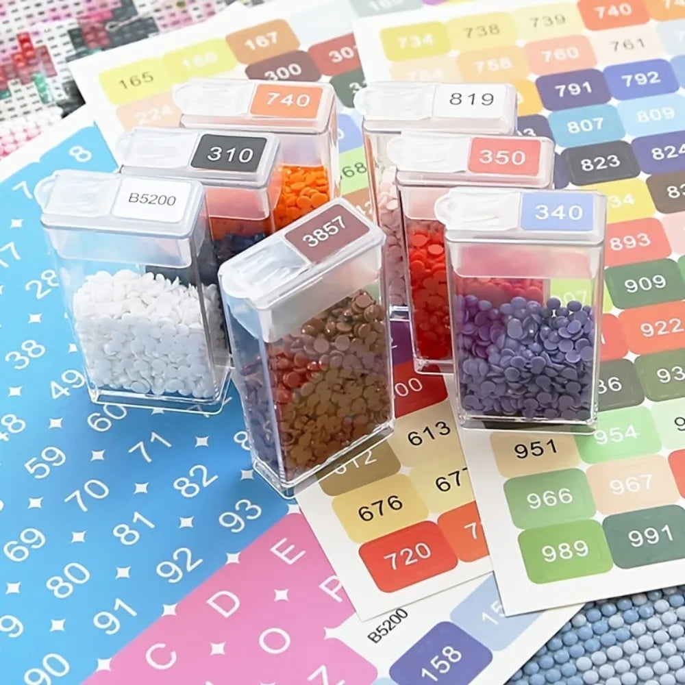 Colorful Diamond Painting Kit – DMC Chart with Square Stickers, Cross Stitch Labels & Letter Stickers for Mosaic Art