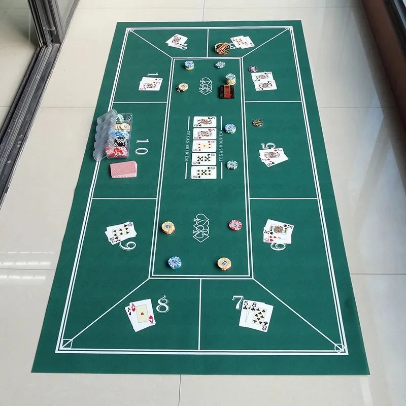 180x90cm Non-Woven Casino Tablecloth – Texas Hold'em Poker Game Mat for Home Party & Entertainment